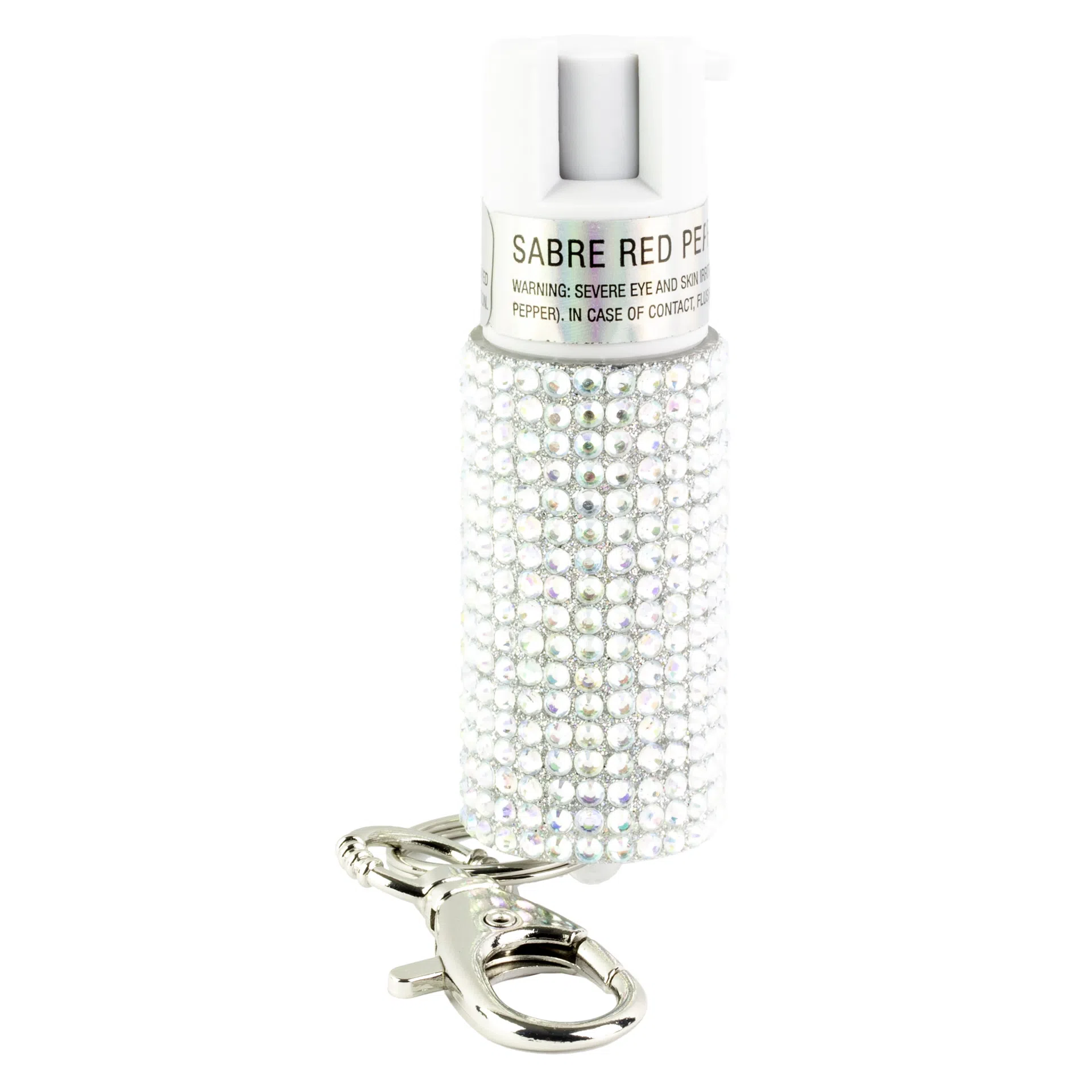 Sabre Jeweled Pepper Spray Keychain for Personal Defense – 0.54 oz, Silver (KR-J-WH-02)