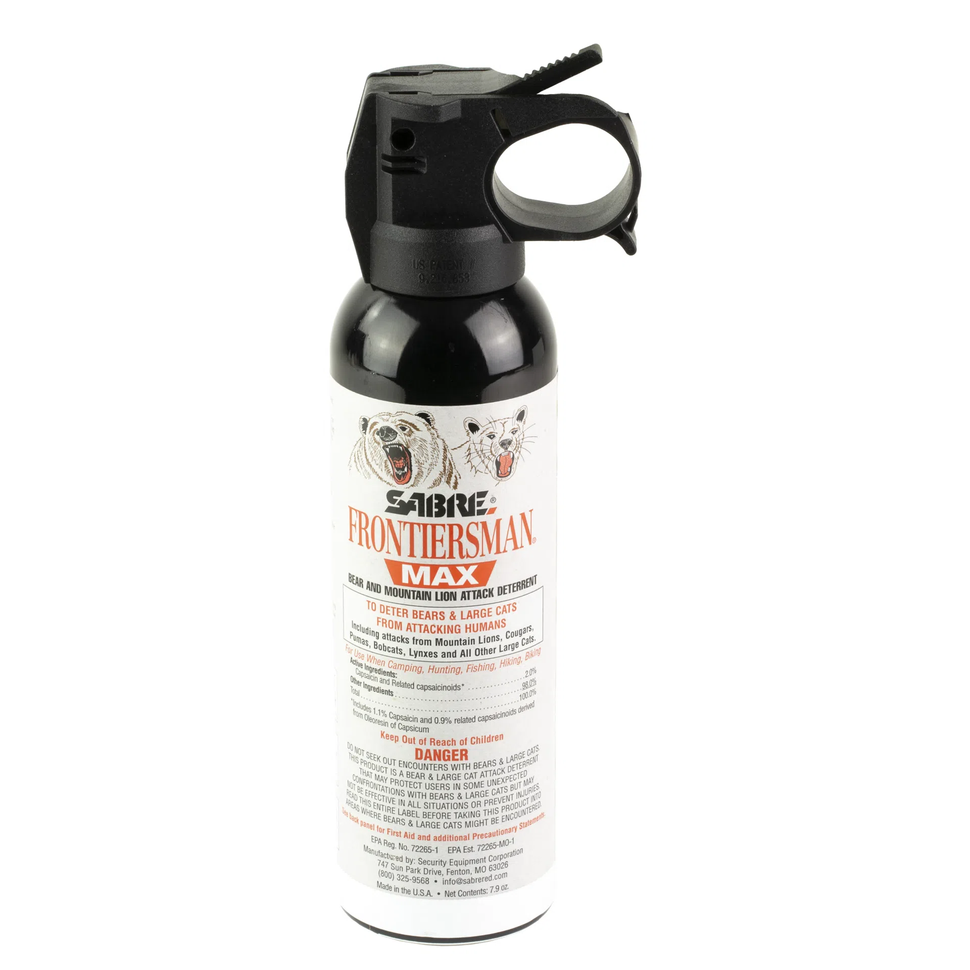 Sabre Frontiersman Max Bear Spray for Outdoor Defense – 7.9 oz, 30 ft Range, Black (FBADX-03)