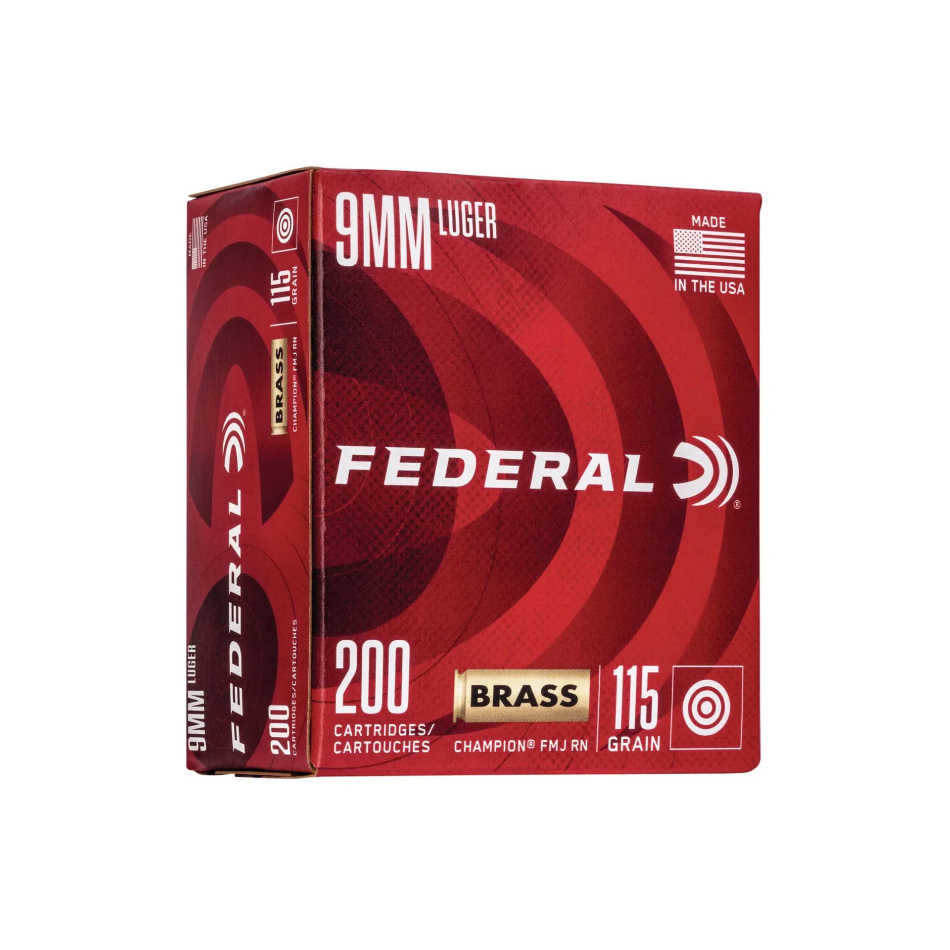 Federal Champion Handgun Ammunition 9MM 115 Grain Full Metal Jacket, 200 Round Box (WM51992)