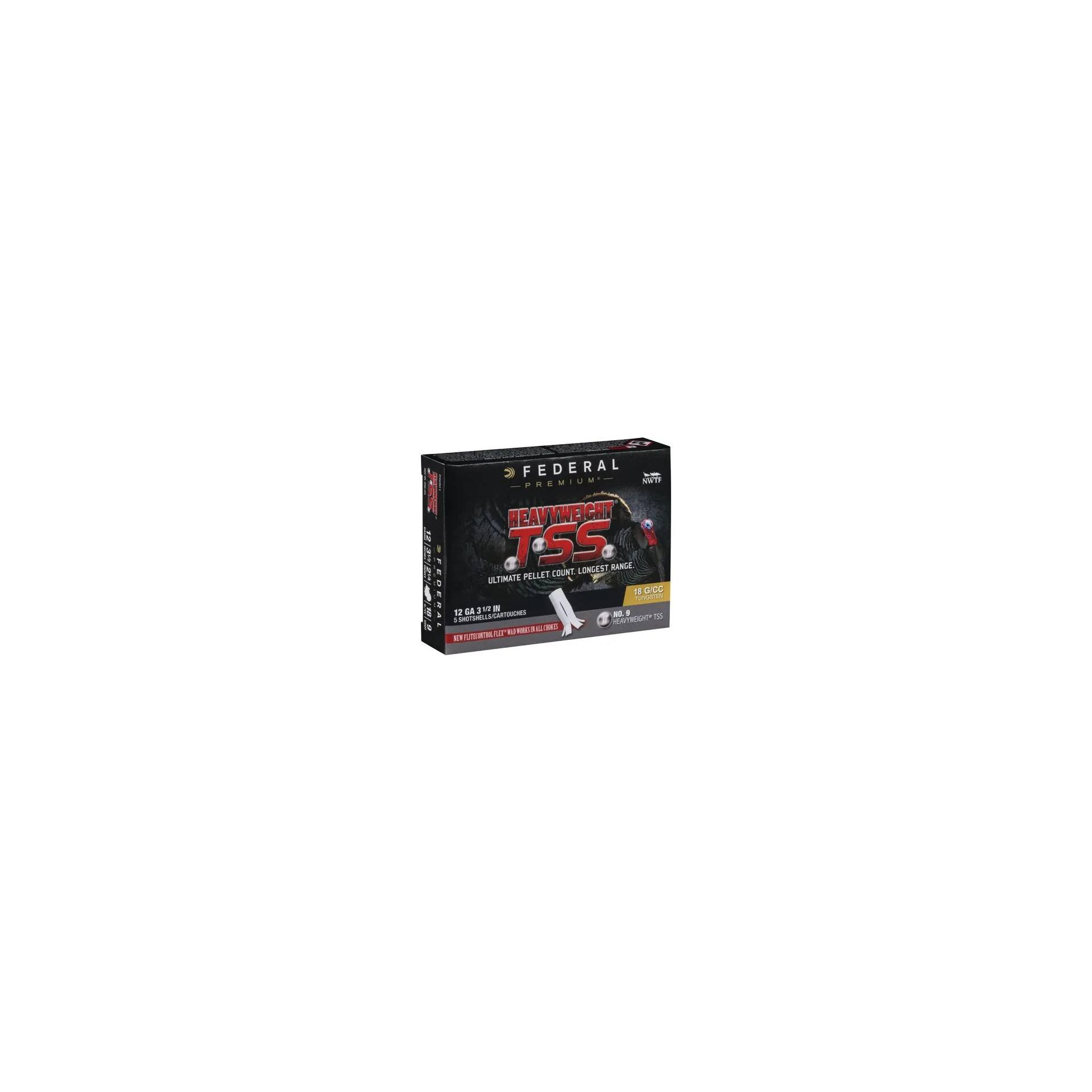 Federal Heavyweight TSS Shotshell 12 Gauge 3.5" – #9 Shot, 2 1/4 oz, 5 Rounds (PTSSX191F9)