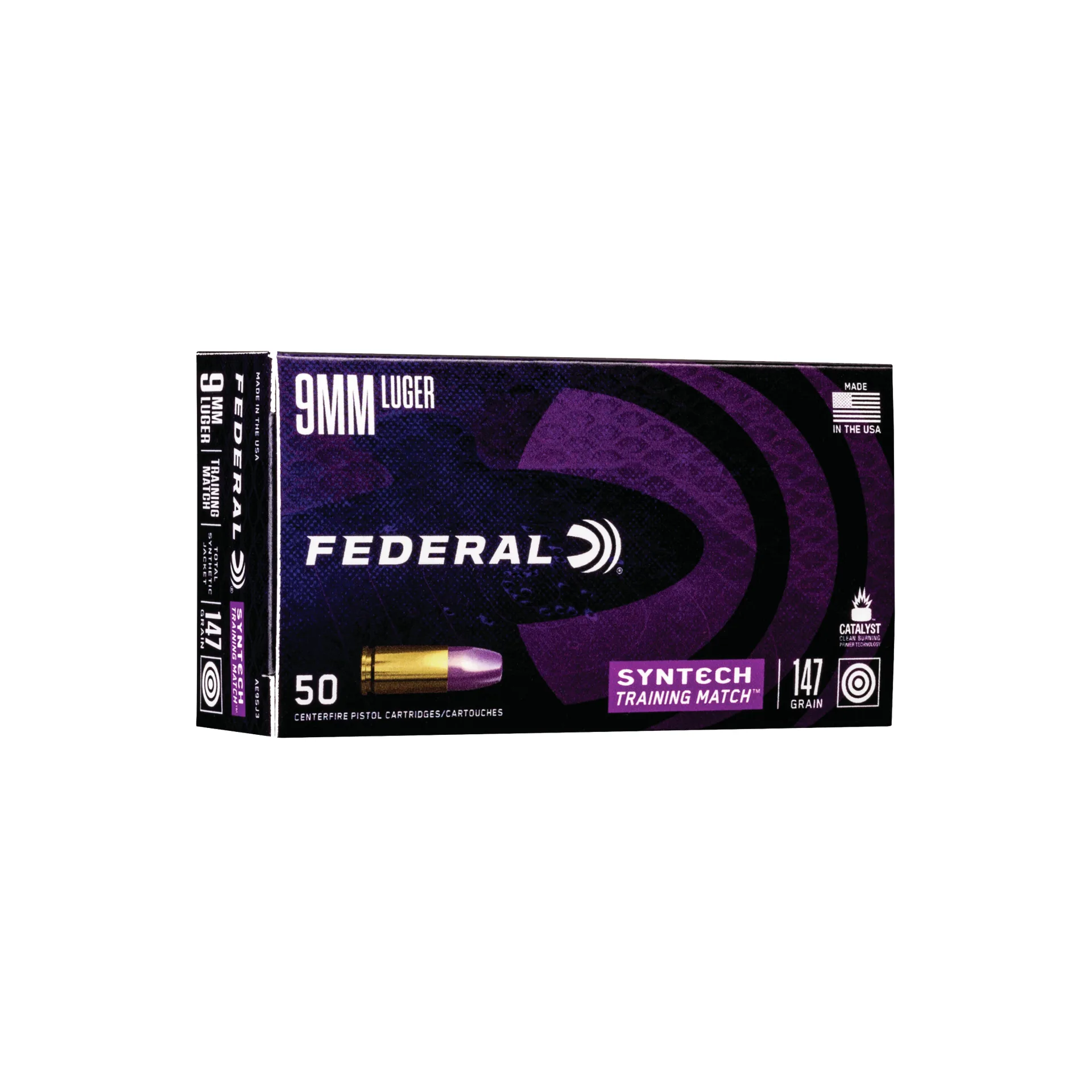 Federal American Eagle Handgun Ammunition 9mm 147Gr Total Synthetic Jacket – 50 Rounds (AE9SJ3)