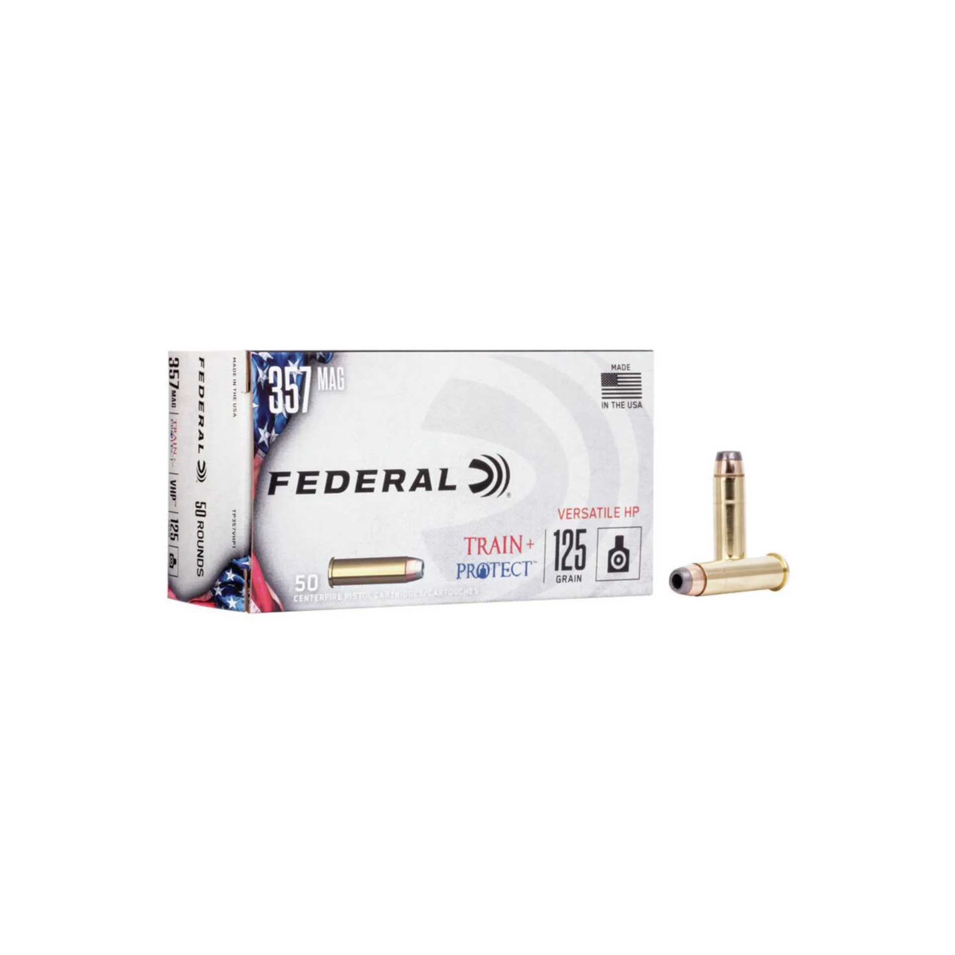 Federal Train & Protect Handgun Ammunition 357 Magnum 125Gr Versatile Hollow Point - 50 Rounds (TP357VHP1)
